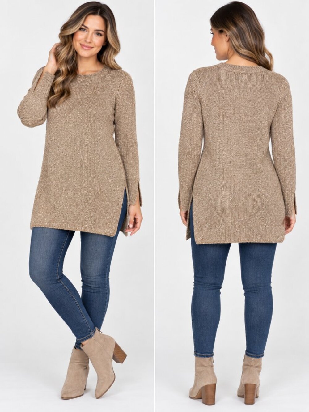GAP Alpaca Blend Side Slit Sweater Tunic Camel Size S